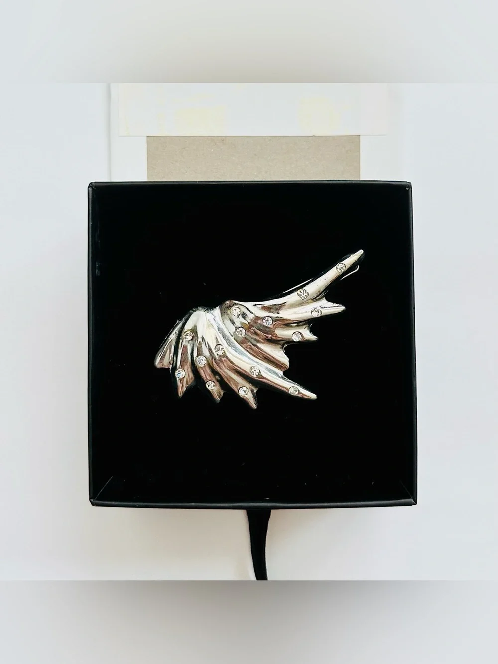 MOUNSER NY Silver Spill Rhinestone Crystal Barrette Hair Clip NWT